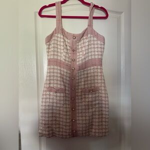 Molly Green Chic Pink Tweed Button-Down Dress size M NWT